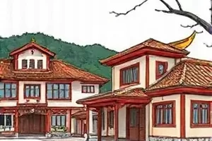 《猫先生的面包店》场景，凌晨三点的橱窗里亮着暖黄色灯光