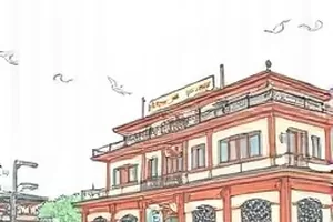 《无名星球的来信》场景，荒原上竖起的一根金属信号天线