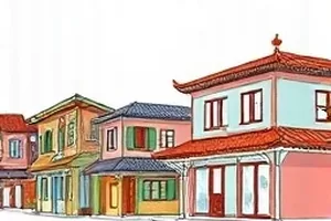 《霜色信笺》冬季街景，邮差在飘雪的路口停下自行车