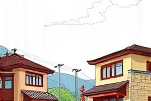 《纸鸢与星轨》动画场景，孩童在屋顶放飞发光的纸鸢